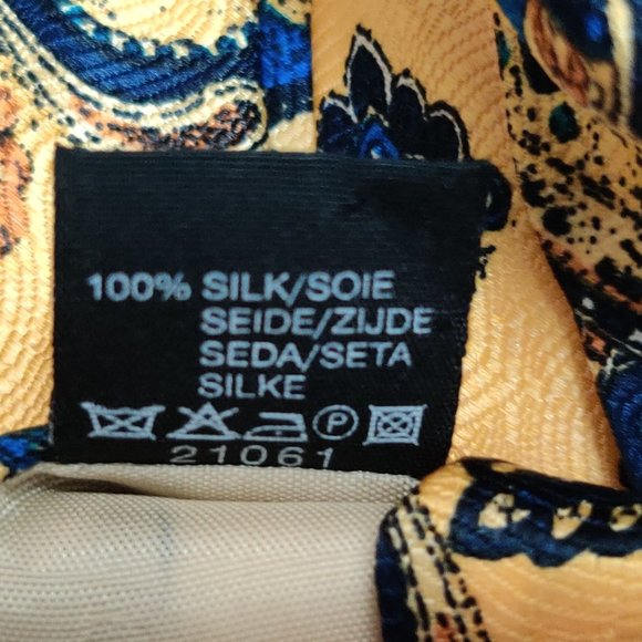 Angelo Litrico Mens Necktie C&A Silk Yellow Blue Paisley Floral Statement Tie - Picture 7 of 7
